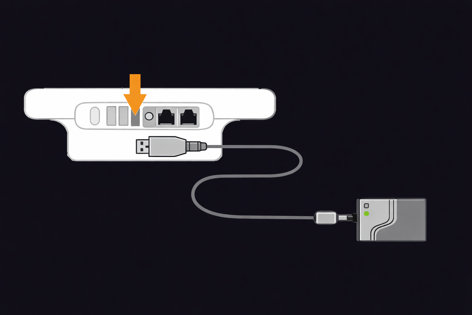 Connecter l'adaptateur USB à l'arrière du communicateur